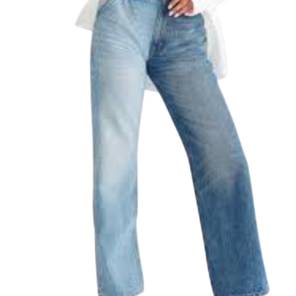 Aeropostale 90s Baggy Two Tone Colorblock Carpenter Jeans‎ High Waisted Wide Leg